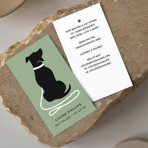 Modern Silhouette Dog Walker Dog Sitter Business Card
