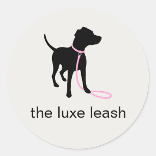 Modern Silhouette Dog Walking Logo with Text Classic Round Sticker