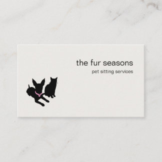 Modern Silhouette Pet Sitting Dog Cat Logo Business Card