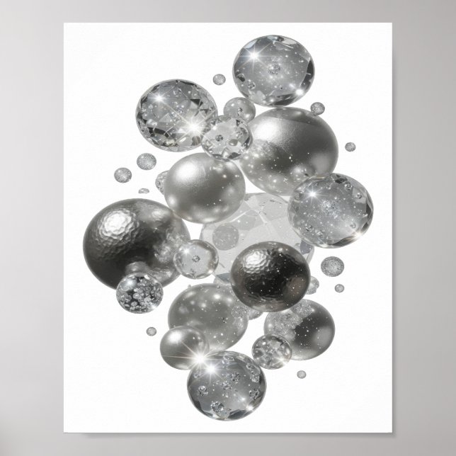 Modern Silver ABSTRACT ART v2 Poster (Front)