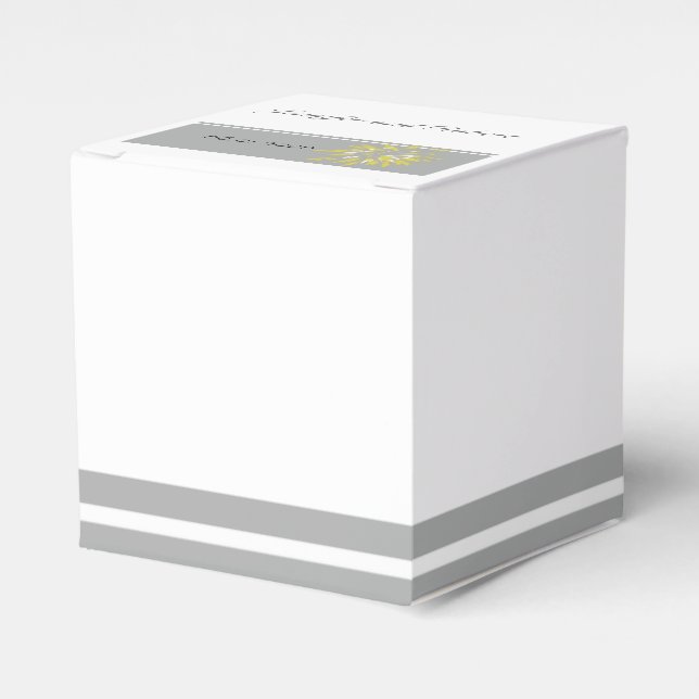 Modern Silver and Buttercup Flower Favour Box (Front Side)