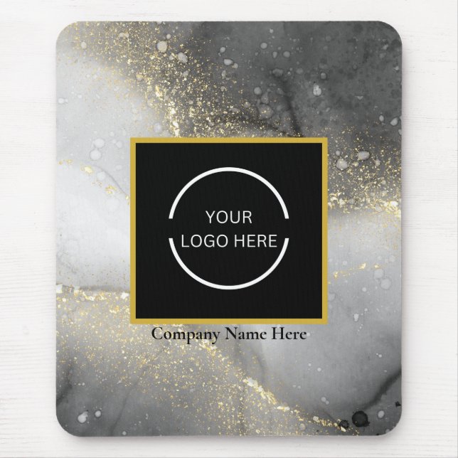 Modern Silver and Gold Company Name & Logo Mouse Pad (Front)