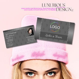 Modern Silver and Grey with Initials Professional  Business Card