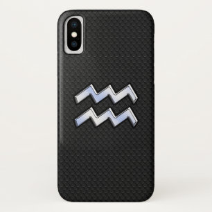 Modern Silver Aquarius Zodiac Sign on Snake Case-Mate iPhone Case