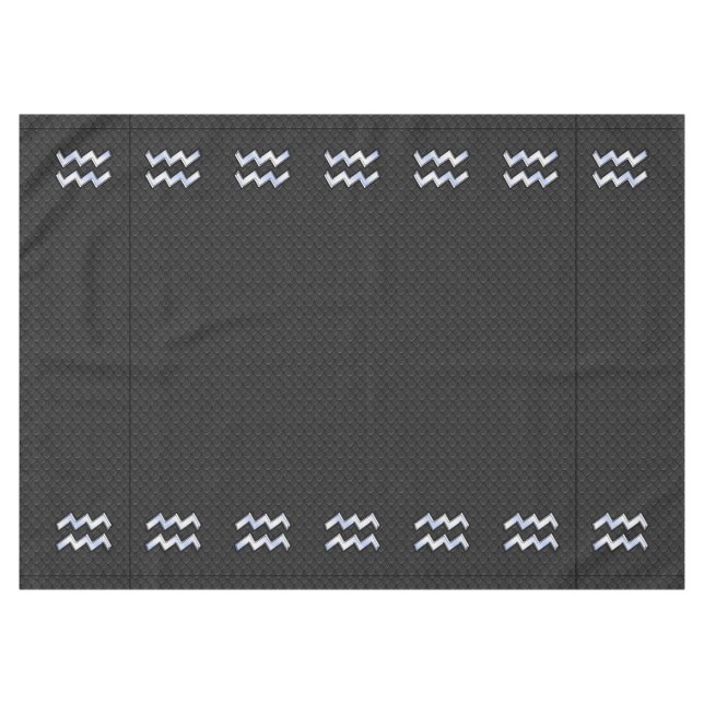 Modern Silver Aquarius Zodiac Sign on Snake Tablecloth (Front (Horizontal))