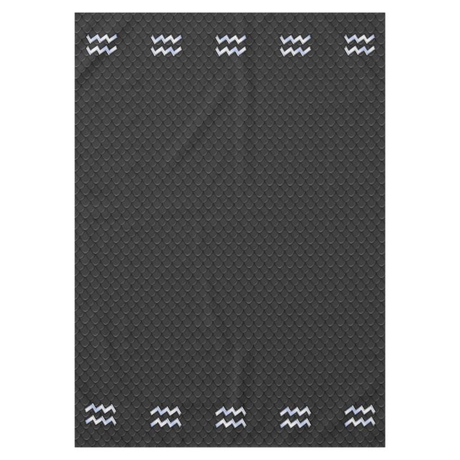 Modern Silver Aquarius Zodiac Sign on Snake Tablecloth (Front)