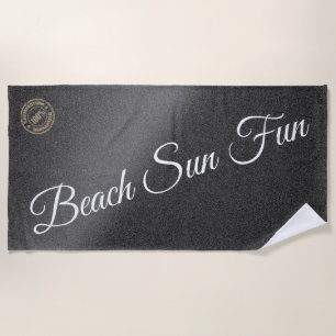 Modern Silver Black Beach Towel