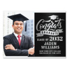 Modern Silver Black PHOTO Graduation Banner Yard