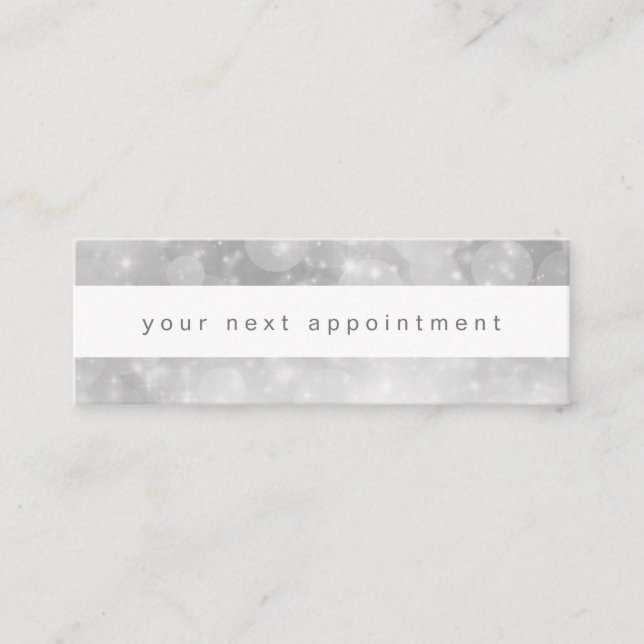 Modern Silver Bokeh Appointment Mini Business Card (Front)