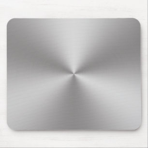 Modern Silver Brushed Metal Look Radial Mouse Pad