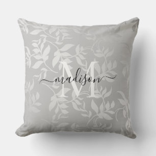 Modern Silver Brushed Metal Throw Pillow