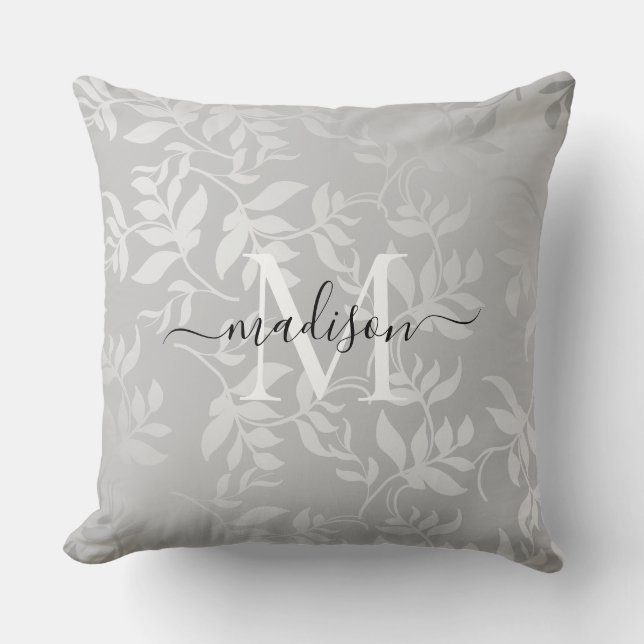 Modern Silver Brushed Metal Throw Pillow (Front)