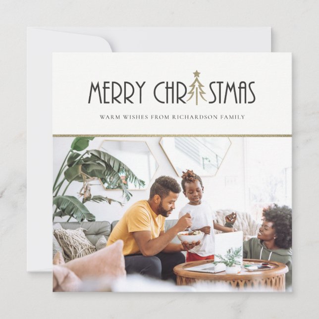 MODERN SILVER CHRISTMAS DOODLE HOLIDAY PHOTO CARD (Front)