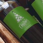 Modern Silver Christmas Tree on Green Wine Label<br><div class="desc">Modern silver tree,  stars,  Merry Christmas and your names in chic lettering on a green background,  personalize these wine bottle labels to serve at your holiday party or to give as gifts or party favors for business gifts,  corporate gifts. CHANGE the background color to anything.</div>