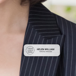 Modern Silver Custom Business Logo and Name Tag