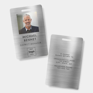 Modern Silver Employee Photo ID Badge