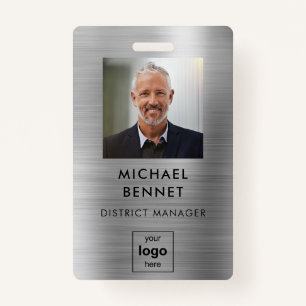 Modern Silver Employee Photo ID Badge