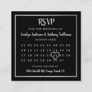 Modern Silver Foil Calendar RSVP Enclosure Card