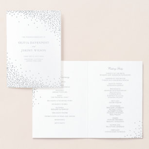 Modern Silver Foil Confetti Dots Wedding Programs Foil Card