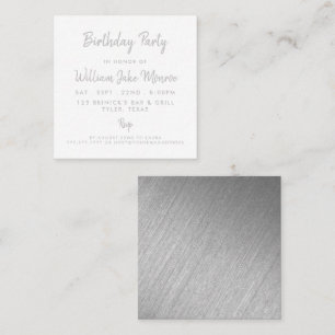 Modern Silver Foil & Script Birthday Party Invite