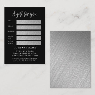 Modern Silver Foil Script Gift Certificate Cards