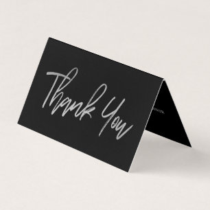 Modern Silver Foil Script Wedding Thank You Card