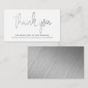 Modern Silver Foil Script Wedding Thank You Enclosure Card
