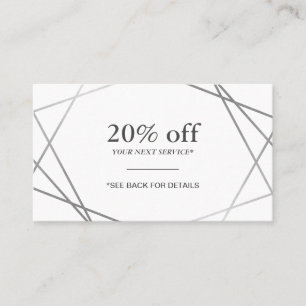 Modern Silver Geometric Pattern Discount Coupon Business Card