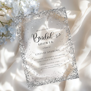 Modern Silver Glitter Bridal Shower  Acrylic Invitations