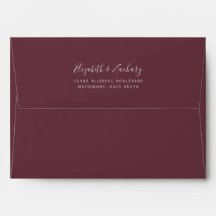 Modern Silver Glitter Burgundy Wedding Envelope