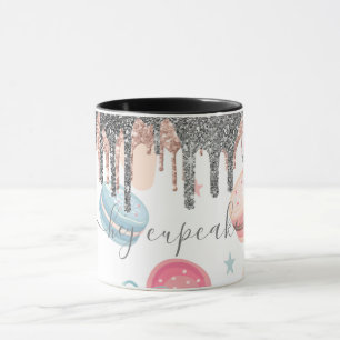 Modern Silver Glitter Drips Candy Sweets Mug
