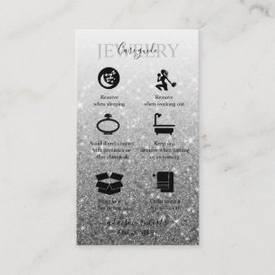 Modern Silver Glitter Jewellery Care  Business Car Business Card