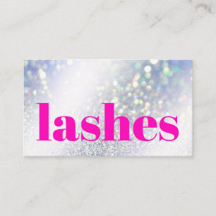 Modern Silver Glitter Pink Iridescent Lashes Business Card