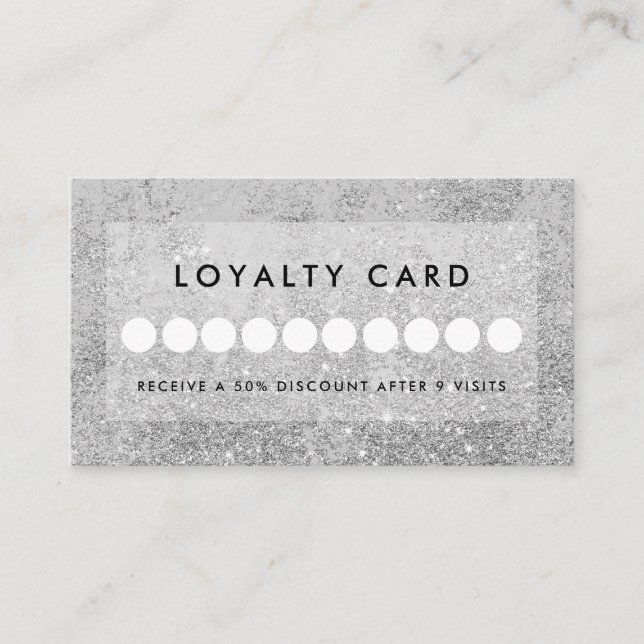 Modern Silver Glitter Salon Loyalty    Business Card (Front)