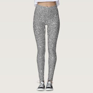 Modern Silver Glitter Sparkly Stylish Leggings