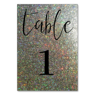 Modern Silver Glitter Table Card