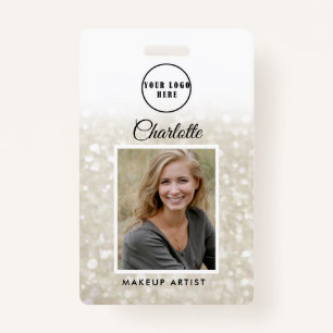 Modern Silver-Gold Glitter Employee Photo ID Badge