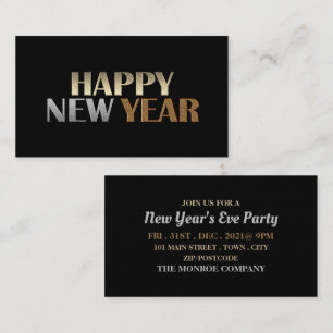 Modern Silver & Gold, New Year's Eve Party Invite