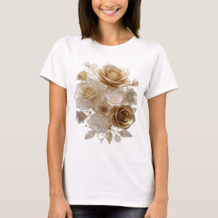 Modern Silver GOLDEN ROSES Shirt Design