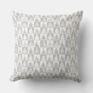 Modern Silver Grey Christmas Pattern Throw Pillow