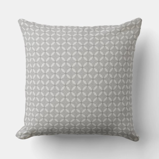 Modern Silver Grey Circle Geometric Pattern Throw Pillow (Front)