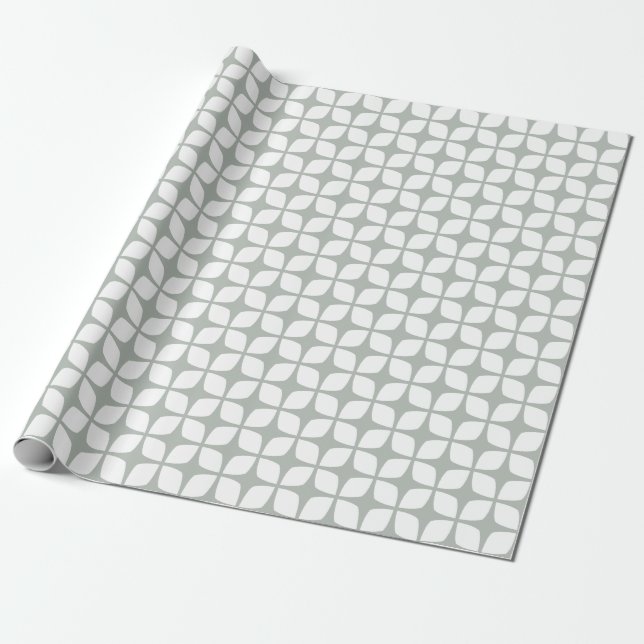 Modern Silver Grey Geometric Wrapping Paper (Unrolled)