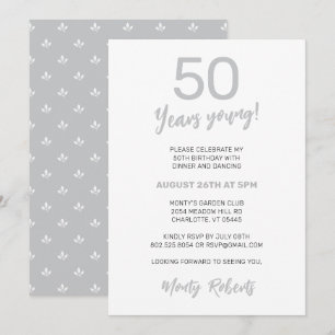 Modern Silver Grey Men's 50th Birthday Party Invitation