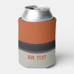 Modern Silver Grey Navy Orange Red Stripe Pattern Can Cooler