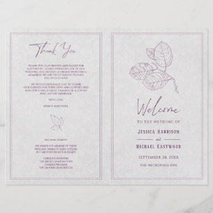 Modern Silver Grey Purple Elegant Wedding Program