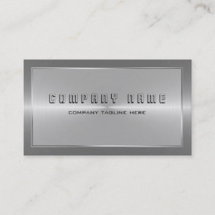 Modern Silver Grey Stainless Steel Look Business Card