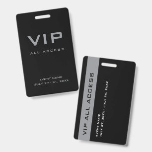 Modern Silver Grey VIP All Access Pass Event ID Badge