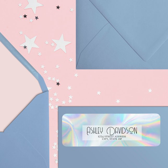 Modern Silver Holographic Return Address label (Creator Uploaded)