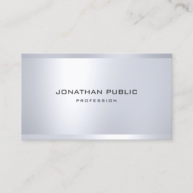 Modern Silver Look Elegant Simple Plain Glamour Business Card (Front)