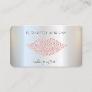 Modern ,Silver,Makeup Artist,Diamonds Lips  Business Card